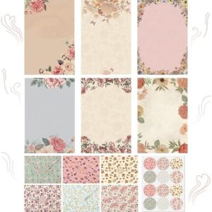 Honoson 144 Pack Scented Vintage Stationary Paper and Envelopes Set 48 Floral Scented Stationery Writing Letter 48 Matching Envelopes 48 Round Dot Lables for Office School Supplies
