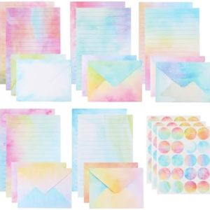 Stationary Letter and Envelopes: 50 Watercolor Stationery Paper & 50 Envelope, Lined Stationery Paper and Set (100)